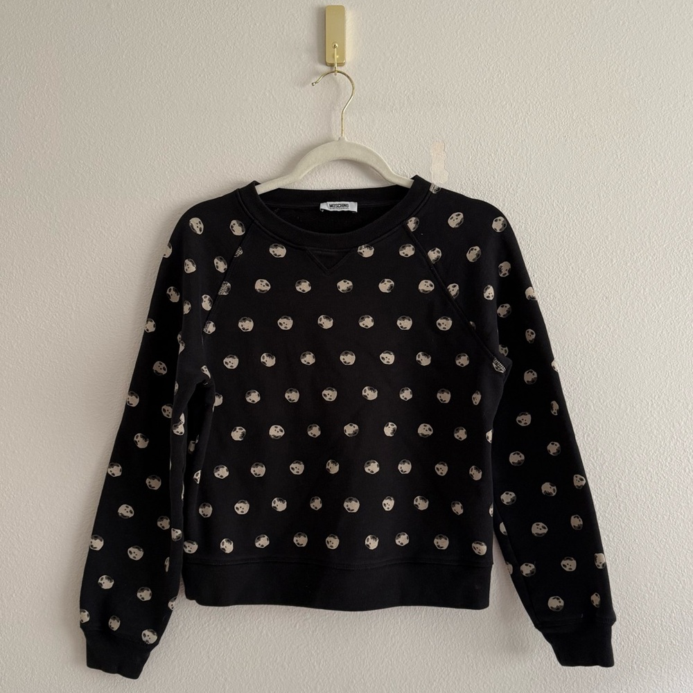 Moschino Cheap & Chic black cotton crewneck sweatshirt moon print women’s Sz 4